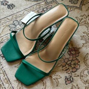 The Drop Elegant Green Strappy Heels